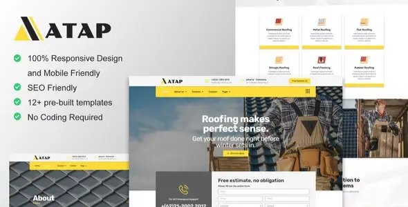 Atap – Roofing Service & Construction Elementor Template Kit