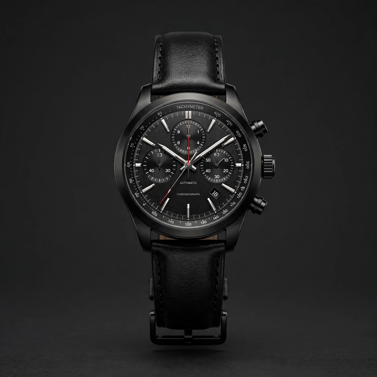 Fossil Chrono Black Leather Watch
